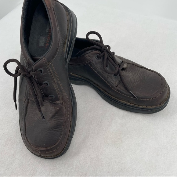 MERRELL Mens World Forum Leaf Brown Oxford Shoe Brown Leather Lace Up size: 9 main image 4